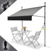 Allesin Klemmmarkise Markise Balkon ohne Bohren Balkonmarkise mit Handkurbel 400 cm x 125 cm Grau