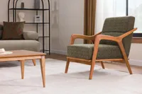 Zelené křeslo designové křeslo do obývacího pokoje dřevěné područky