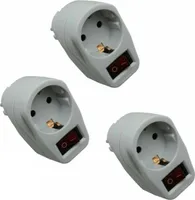 3x Steckdosenleiste Mehrfachsteckdose 1-fach mit Schalter Steckdose Euro Mehrfachstecker Steckerleiste Wandstecker EU