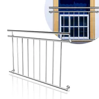 LZQ Edelstahl Französischer Brüstungsgeländer 128x90cm 9 Füllstäbe Balkongeländer Geländer Stabgeländer Terrassengeländer Fensterschutz
