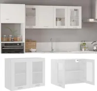 vidaXL Wisząca szklana szafka biała 80x31x60 cm materiał drewnopochodny