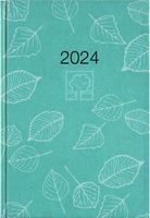 Buchkalender türkis 2024 - Bürokalender 14,5x21 cm - 1 Tag auf 1 Seite - Kartoneinband, Recyclingpapier - Stundeneinteilung 7 - 19 Uhr - 876-0717