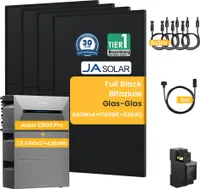 Balkonkraftwerk mit Speicher 4.8 kWh, Solix Solarbank 2 E1600 Pro mit BP1600 x 2 und JaSolar 1760W Full Black Bifaziale Solarmodule und Smarten Zähler