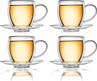 Thermotasse bauchig mit Untersetzer 250ml, 4er Set