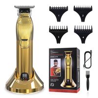 Hatteker Professionelle Haarschneidemaschine T-Blade Pro Outliner Haarschneide-Set Barber Bartschneider Kinder USB wiederaufladbar(Gold)