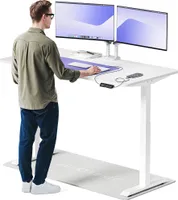 Desktronic HomeOne Elektrisch höhenverstellbarer Schreibtisch 160x80cm Weiß/Weiß mit Memory-Funktion, Anti-Kollisions Technologie, USB-A und USB-C-Ladeanschlüssen