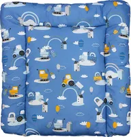 TupTam Baby Wickeltischauflage mit Baumwollbezug Gemustert, Farbe: Traktoren / Regenbögen / Blau, Größe: 70 x 50 cm