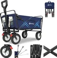 Sekey 200KG Bollerwagen Klappbar Handwagen mit Ultraleise Vollgummireifen, Dunkelblau