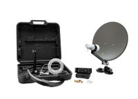 XORO MCA 38 HD Set  38,5 cm Camping Satellitenantenne inkl. FullHD DVB-S2 Receiver, Single LNB mit integriertem Satfinder und 10 Meter SAT Kabel im Hartschalenkoffer