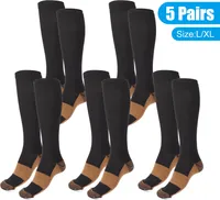 5 Paar Sportsocken Kompressionssocken fuer Sport Kompressionsstruempfe Stuetzstruempfe Damen Herren L/XL (40-43)