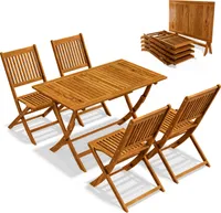 CASARIA® Gartenmöbel Set Holz 5-tlg. FSC®-zertifiziert Klappbar Akazie Garten Terrasse 120x70cm Sitzgarnitur Terrassenmöbel Wetterfest Braun