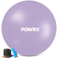 Powrx Sport & Freizeit Gymnastikball Inkl Ballpumpe Und Workout I Sitzball Pilates Yoga Ball Antiburst, Lavendel Lila 75 Cm Gummi