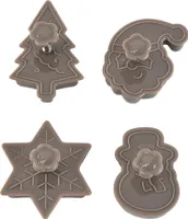 Sada 4ks - Vánoční Vykrajovátka na perníčky, Vykrajovátka na cukroví (sněhová vločka, sněhulák, Santa, vánoční stromek), Vykrajovátka - XMASCUTS