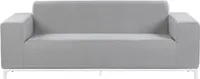 BELIANI Sofa do ogrodu jasnoszara tapicerowana białe aluminiowe nóżki 3-osobowa kanapa meble do mieszkania styl nowoczesny