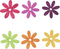 Drewniane kwiaty rozsypane dekoracja stołu dekoracja letnia kolorowa 4cm 72 szt