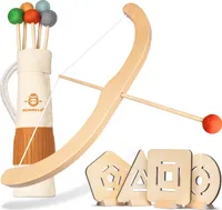 BOWRILLA® Pfeil und Bogen Kinder Holzspielzeug mit 5 Pfeilen, 4 Zielscheiben und Pfeiltasche | Bogenschießen Kinder Innen- und Outdoor Spielzeug ab 3 Jahre | Für Rechts- und Linkshänder geeignet