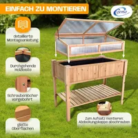 Coemo Hochbeet Kräuterbeet Holz mit Pflanzvlies 120 x 40 x 120 cm
