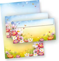 Florentina Briefpapier mit Umschlag Set Blumen 500 Sets Motivpapier Schreibpapier bunt A4 Frauen Erwachsene