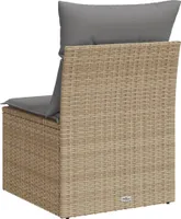 vidaXL Gartensessel ohne Armlehnen mit Kissen Beige Poly Rattan