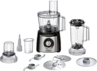 Robot kuchenny, Bosch MCM3501M, Robot kuchenny, MultiTalent 3, 800 W, dod. Końcówka do miksowania, rozdrabniacz, młynek, narzędzie do wyrabiania ciasta, kolor czarny, szczotkowana stal nierdzewna