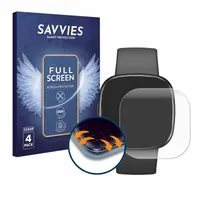 4x Savvies Fullscreen Schutzfolie für Fitbit Sense 2 Displayschutz Folie Fullcover Klar Transparent