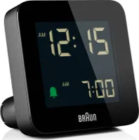 BRAUN Rádiom riadený budík digitálny 7,5x7,5x4,5cm čierny