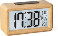 Wecker, Digital Wecker Mit Großer LCD Anzeige, Automatischer Lichtsensor, Holz Wecker Mit Snooze Und Nachtlicht Funktion