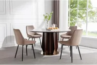 Stuhl 6er-Set - Samt & Schwarzes Metall - Taupe - MASURIE