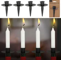 Stabkerzenhalter Stecker Tülle für Flaschen 4er Set 6x10cm schwarz Eisen Kerzenhalteraufsatz für Stabkerzen bis ca. Ø2,5cm