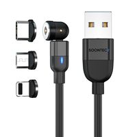 SOONTEC Magnetisches USB-Kabel drehbar 360°&180° Micro USB/Typ C/für Apple 2.4A Ladekabel 2m