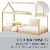 bequemer Schlaf für das Kind mit Sicherheitsgeländer Holzti Hausbett Kinderbett Naturholz Bett 160x80 cm