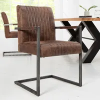 riess-ambiente Moderner Freischwinger Armlehnenstuhl BIG ASTON vintage braun Federkern Eisen Esszimmerstuhl Essstuhl Stuhl
