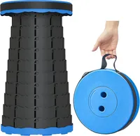 Tragbarer Klapphocker,Teleskophocker,Klappstuhl Campinghocker für Outdoor Camping Angeln Wandern Blau