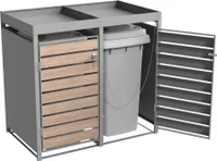 PPbin | Box na odpadky, obal na odpadky - 2 x 240 litrov - 132x80x124cm - Box na odpadky, domček na odpadky, sivý, NatureBOX