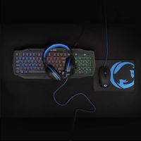 Nedis Gaming Combo Kit | 4-in-1 | Tastatur, Headset, Maus und Mauspad | Blau / Schwarz | QWERTY | US-Layout NE550706567