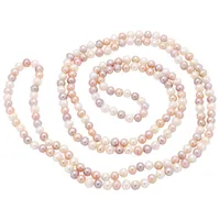 Lange Kette aus Perlen Süßwasserperlen multicolor weiß rosa violett endlos Perlenkette für Damen