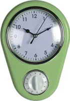 Küchenuhr Wanduhr »Kitchen« Retro Uhr 50er Jahre mit Kurzzeitwecker Eieruhr Grün