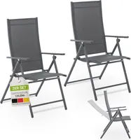 Juskys Gartenstuhl Calena 2er Set - 7-Fach verstellbare Rückenlehne - Anthrazit