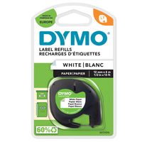 DYMO Original LetraTag Papier Etikettenband | schwarz auf weiß | 12 mm x 4 m | selbstklebendes Papier Schriftband | für LetraTag-Beschriftungsgerät