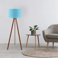 Opviq, AYD, 38 x 140 cm, Stehlampe, Blau,Braun, 70% MDF / 30% PVC -Stoff