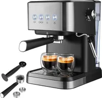 15 Bar Espressomaschine 1050 W All-In-One Halbautomatische Kaffeemaschine mit Milchaufschaeumer Dampfstab / 1,5 l Wassertank / Kaffee-Siebtraeger / Siebtraegerkorb / Stampferloeffel fuer Cappuccino / Latte