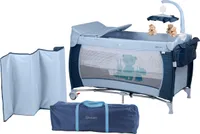 BabyGo Sleeper Deluxe, Blau, Reisebett, inkl. Wickelauflage