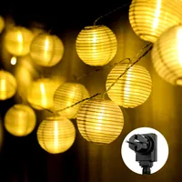 Salcar 40 Laterne LED Batterie 10m Lichterkette Kugel Laterne Außen Wasserdicht IP44 8 Lichtmodi Gartenleuchten Außen  Garten Party Deko