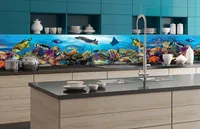 Küchenrückwand Folie selbstklebend FISCHE IM OZEAN 350 x 60 cm - Klebefolie - Dekofolie - Spritzschutz für Küche -