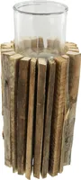 Windlichtsäule "Rustikal" aus recyceltem Holz, 41 cm hoch, Deko-Säule, Holzsäule, Deko-Säule mit Kerzenglas, Bodenwindlicht, Kerzensäule