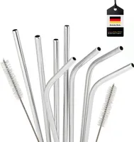 bremermann 8er Edelstahl-Trinkhalme, 21,5 cm Länge, wiederverwendbar, gerade und