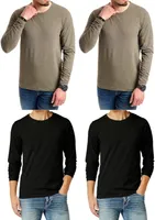 Jack & Jones 4er-Pack Langarmshirts Herren Basic Longsleeves Stretch Slim-Fit Rundhals, JJ-Langarm-2xolive2xschwarz-M