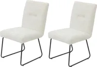 2er Set Esszimmerstuhl Elsa - Webstoff Creme - Rundrohr Kufengestell - XL Sitzbreite, Komfortsitz mit Federkorb - 140kg belastbar