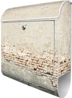 banjado Design Briefkasten Stahl weiß mit Zeitungsfach pulverbeschichtet "Baulücke" 38x46x12,5cm & 2 Schlüssel - Postkasten A4 Einwurf inkl. Montagematerial [BKW 11410]