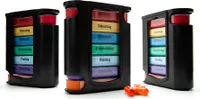 BigDean 3 Stück Tablettenbox 7 Tage Morgens, Mittags, Abends & Nachts in Schwarz – Medikamentenbox BPA-frei & Lebensmittelecht – luftdichte Pillendose